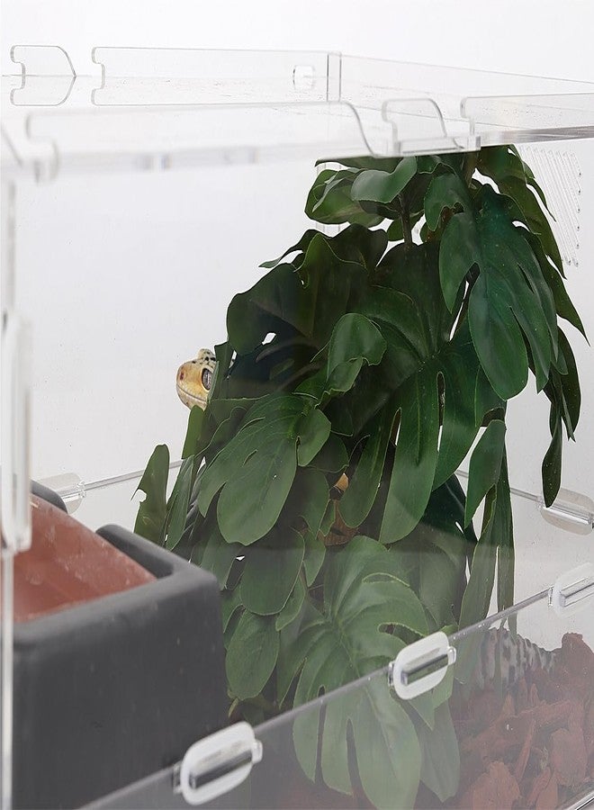 WOLEDOE Reptile Plants for Terrarium, Ball Python Tank Decor Accessories fit Bearded Dragon Crested Leopard Gecko Lizard Chameleon Snake Frog Tortoise Hermit Crab - Fake Monstera - Image 5